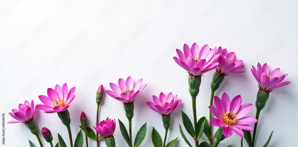 Obraz premium Delicate purple cactus flowers on white background, flower, garden