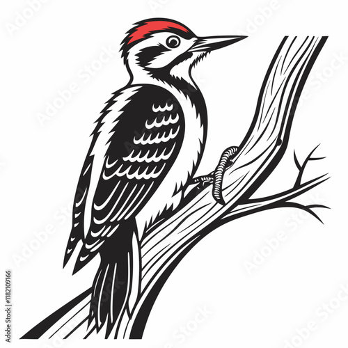 Woodpecker vector silhouette black design white background photo