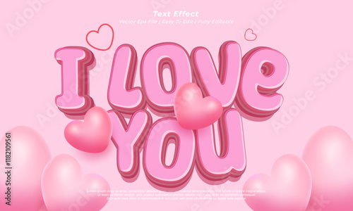 Vector 3d text effect i love you title style