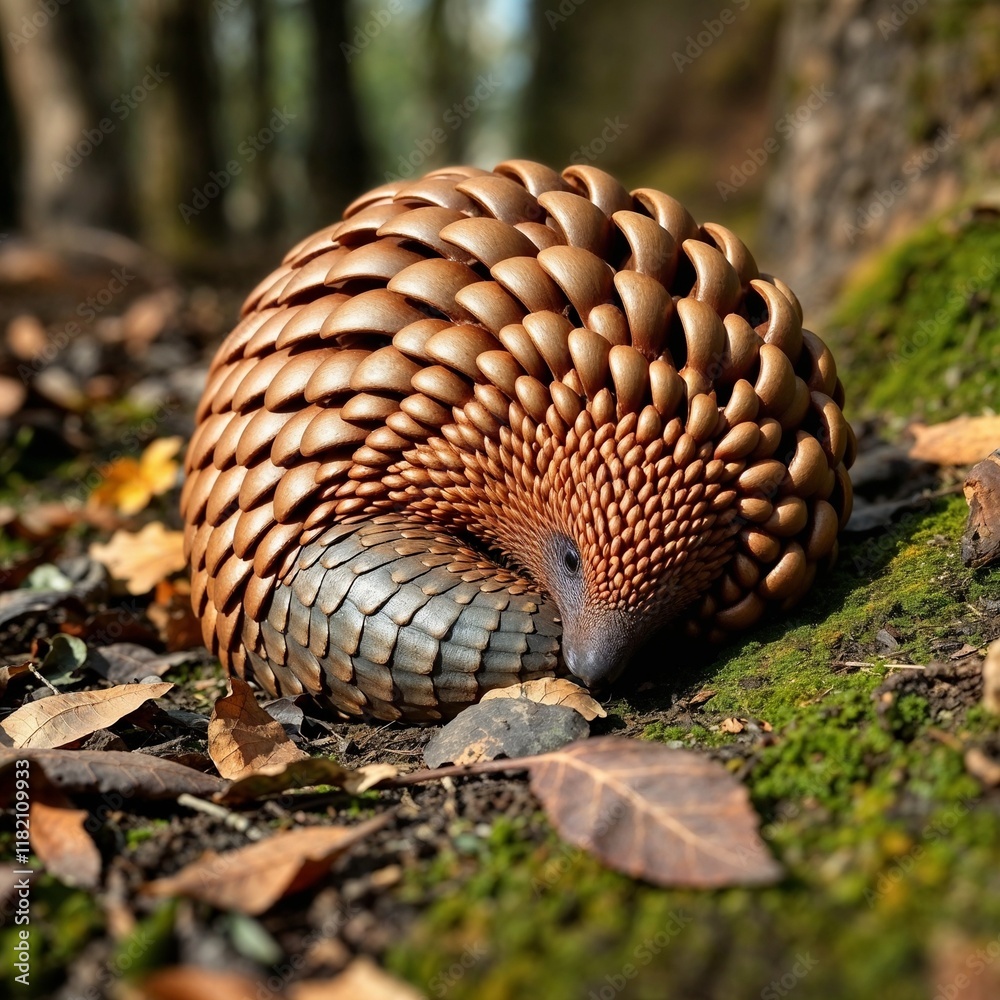 Hedgehog Curled Up on Mossy Forest Floor
Hedgehog Curled Up on Mossy Forest Floor