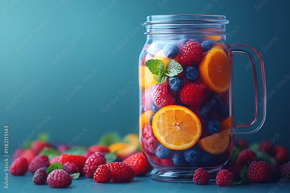 Refreshing Fruit Infused Water In A Glass Pitcher Refreshing Fruit Infused Water In A Glass Pitcher