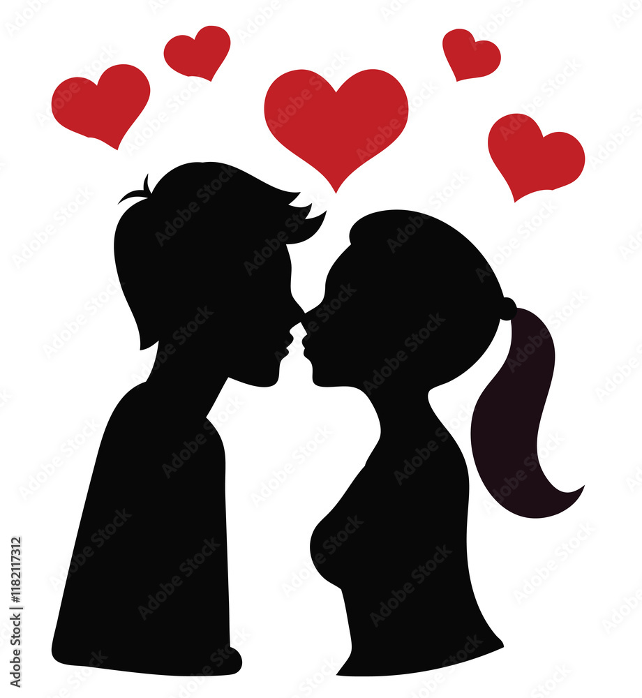 valentine day couple kissing silhouette valentine day couple kissing silhouette