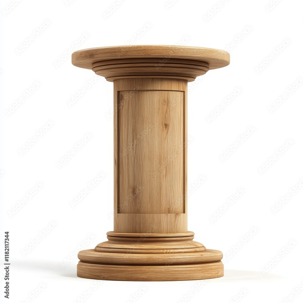 wooden pedestal isolated on white background. 3d illustration. wooden pedestal isolated on white background. 3d illustration.