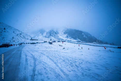 Ski station in puy de dome in France photo