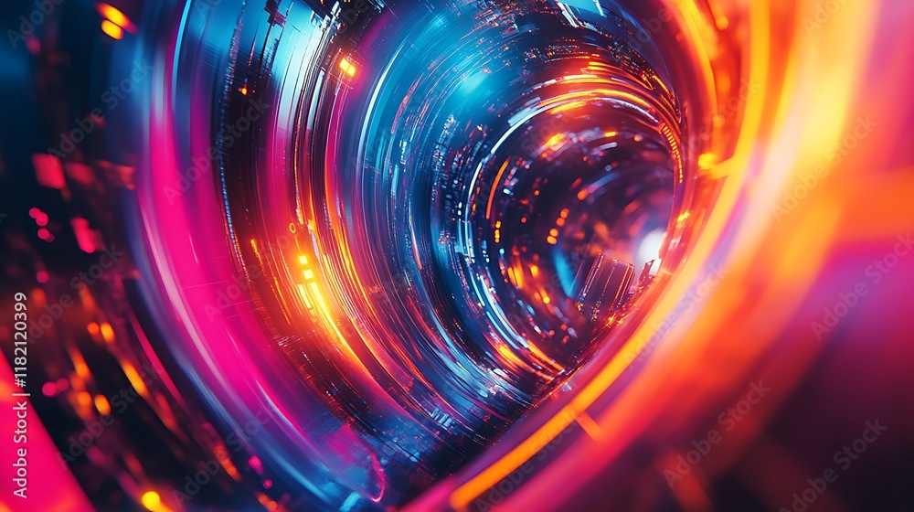 Exploring dynamic light patterns in a futuristic abstract environment Exploring dynamic light patterns in a futuristic abstract environment
