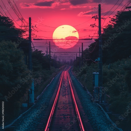 A high-angle view of an airport track stretching towards a sunrise, symbolizing journey and hope.