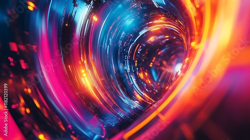 Exploring dynamic light patterns in a futuristic abstract environment