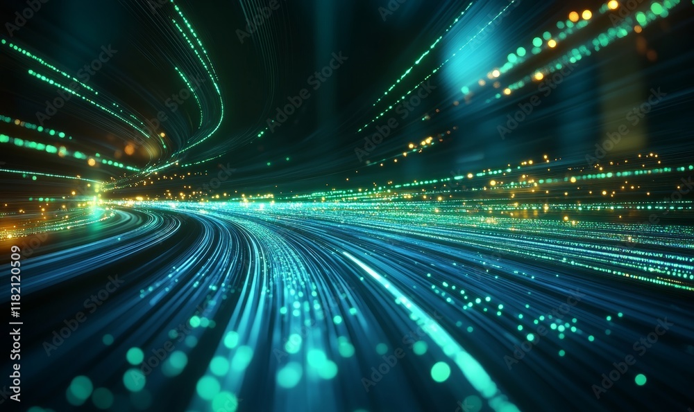 custom made wallpaper toronto digitalFuturistic speed motion with green rays of light abstract background, Generative AI