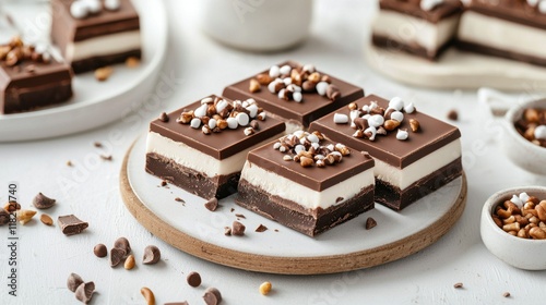 Irresistible Chocolate Bars with Smooth Texture and Tasty Toppings for Sweet Treat Lovers photo