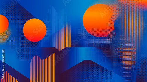 The advertising banner is blue combined with neon orange, bold contrasts