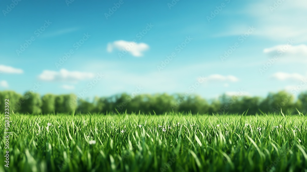 Vibrant green grass under a clear blue sky. Vibrant green grass under a clear blue sky.