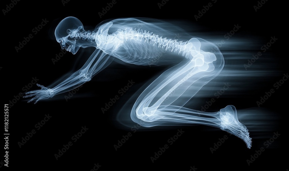 Fototapeta premium Joint pain or injury while running. Xray of training athlete with sport accident, Generative AI