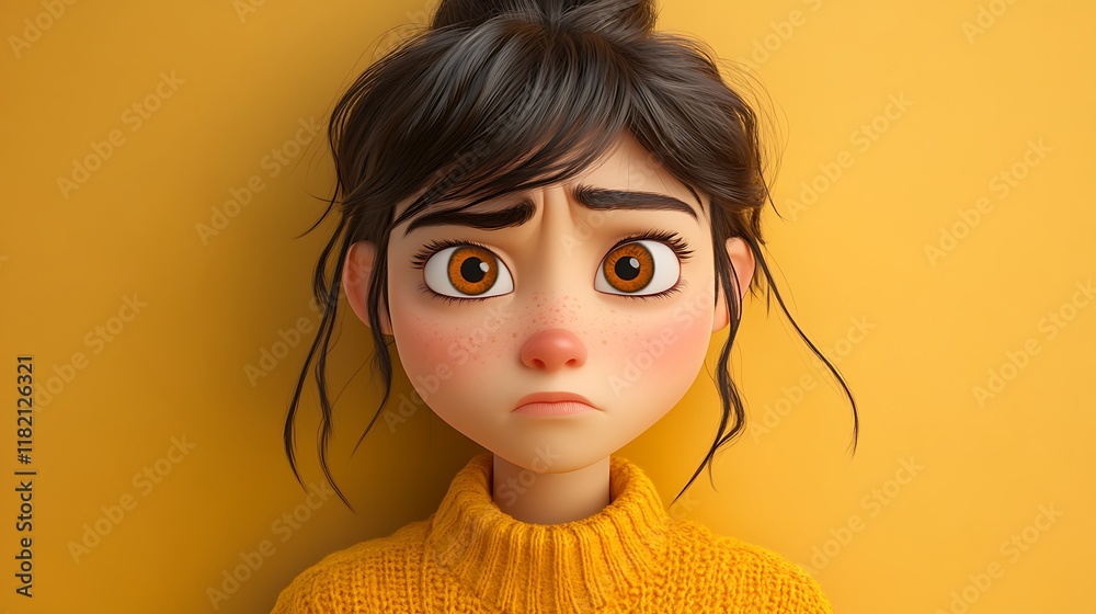 Emotional character expression animation studio digital art indoor close-up Emotional character expression animation studio digital art indoor close-up