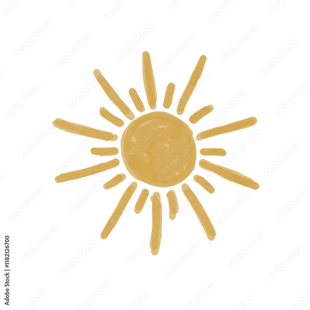 weathers icon of sunny day in watercolor painting weathers icon of sunny day in watercolor painting