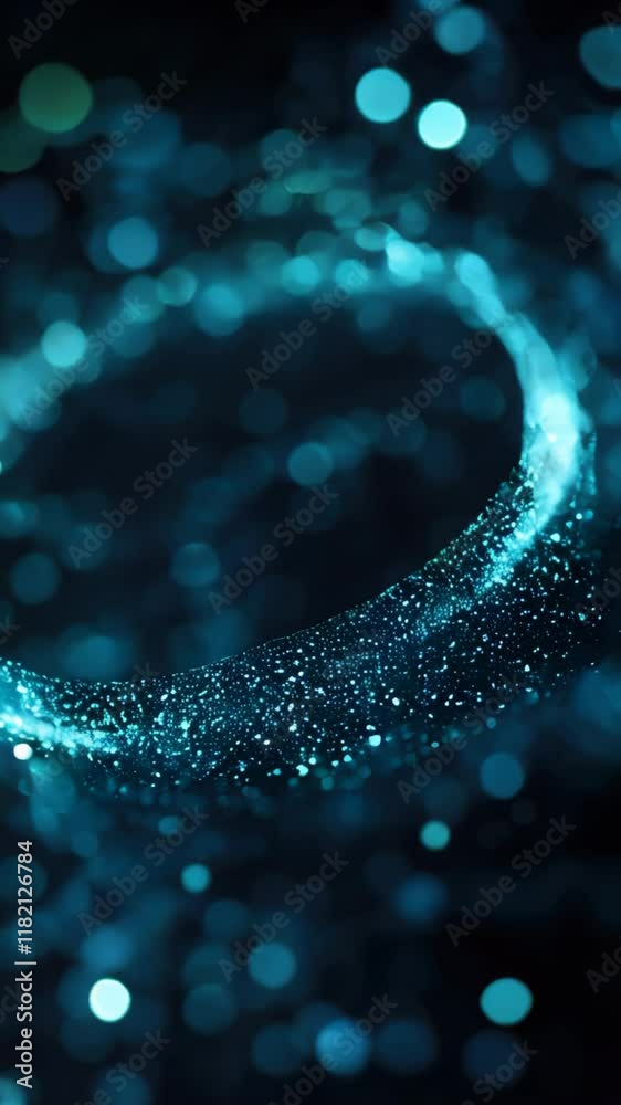 Swirling blue particles create a mesmerizing circular pattern with sparkling effects Swirling blue particles create a mesmerizing circular pattern with sparkling effects