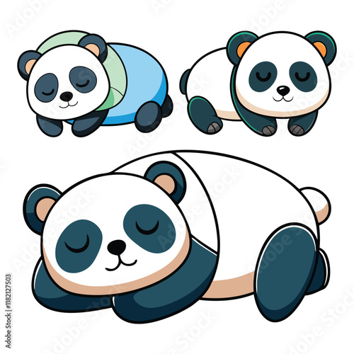 Cute sleeping panda collocation set template