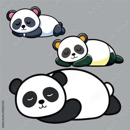 Cute sleeping panda collocation set template