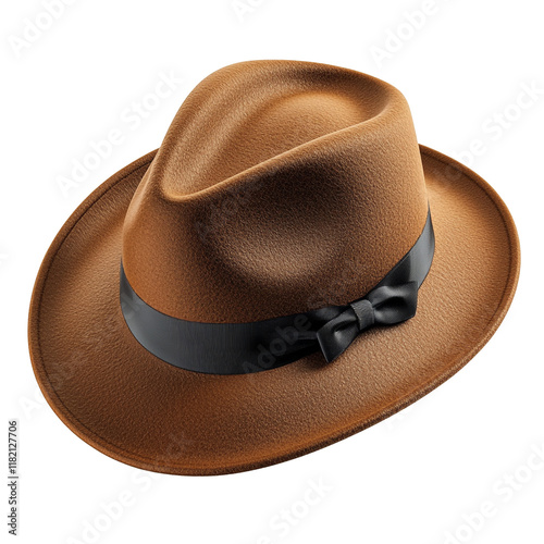 Elegant Brown Fedora Hat with Black Ribbon