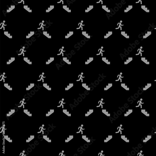 Man jumping over the abyss icon pattern seamless isolated on black background