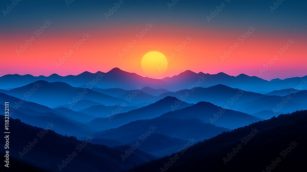 Mountain sunset with vibrant color sky high resolution hd picture Mountain sunset with vibrant color sky high resolution hd picture