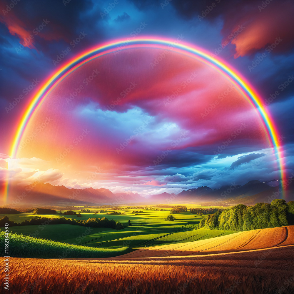 Obraz premium Beautiful and fun-looking rainbows, with a lot of different colours