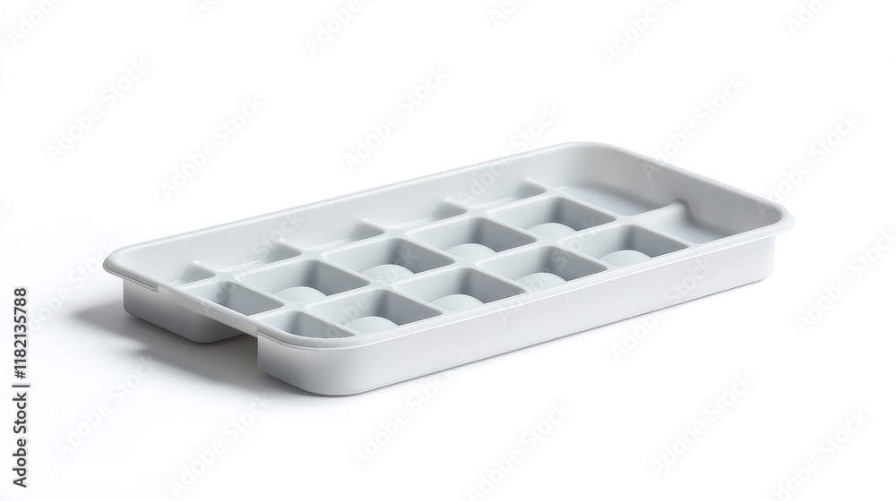 Simple White Ice Cube Tray on White Background Simple White Ice Cube Tray on White Background