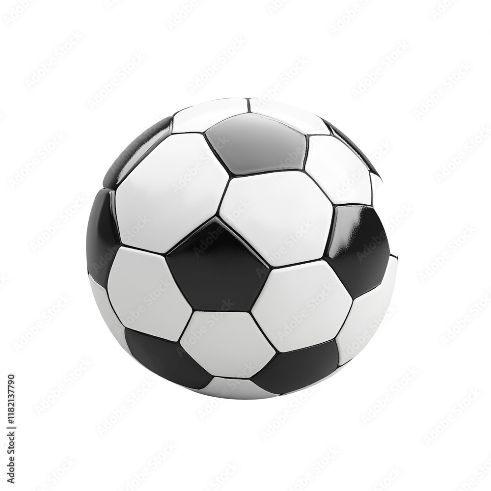 Fototapeta premium Bitten Soccer Ball: A 3D Render of a Damaged Classic Football