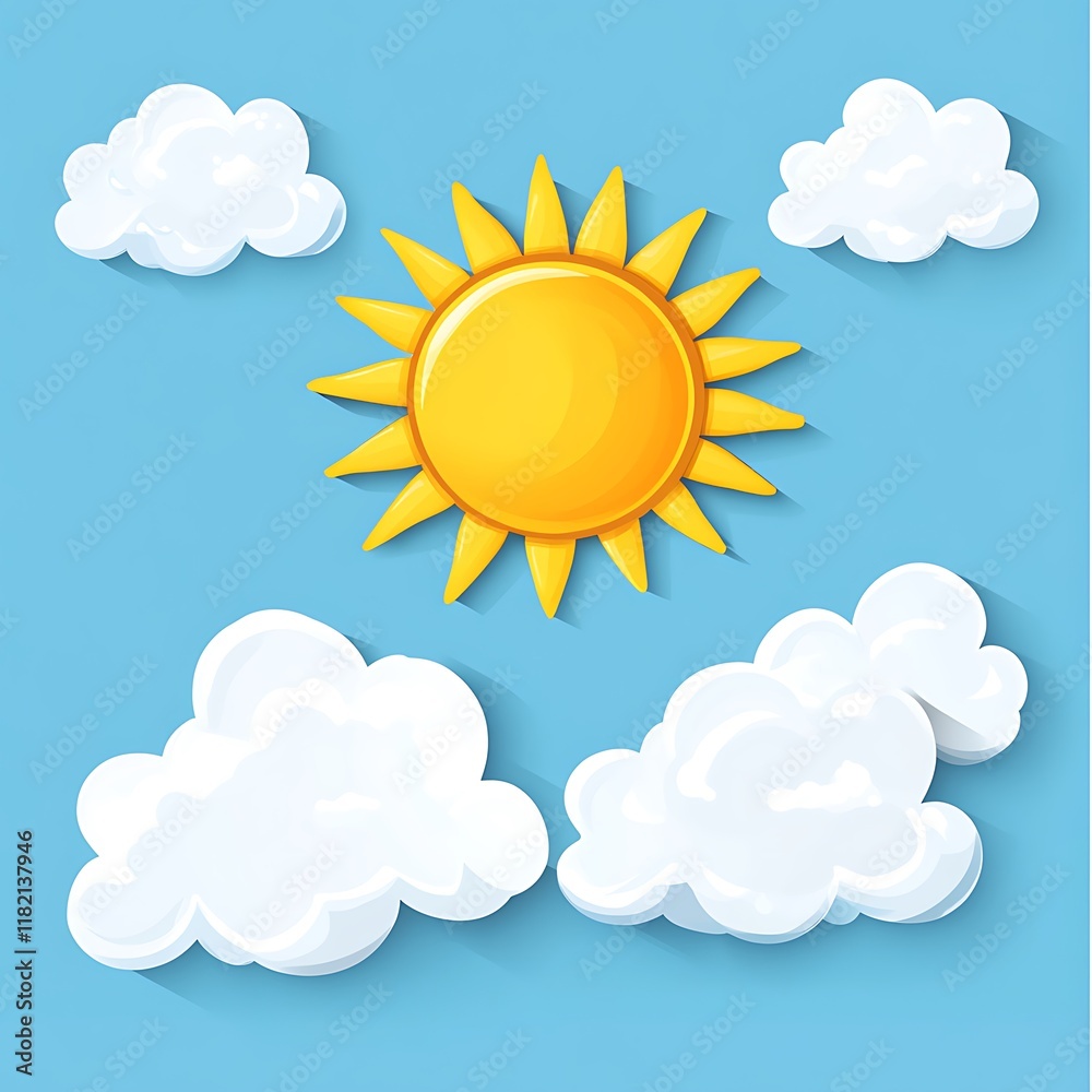 Bright Sunny Day Cartoon Sky with Clouds Bright Sunny Day Cartoon Sky with Clouds