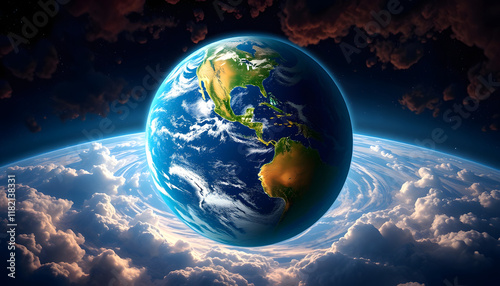 World globe - Oceania, dramatic atmosphere, with white tones