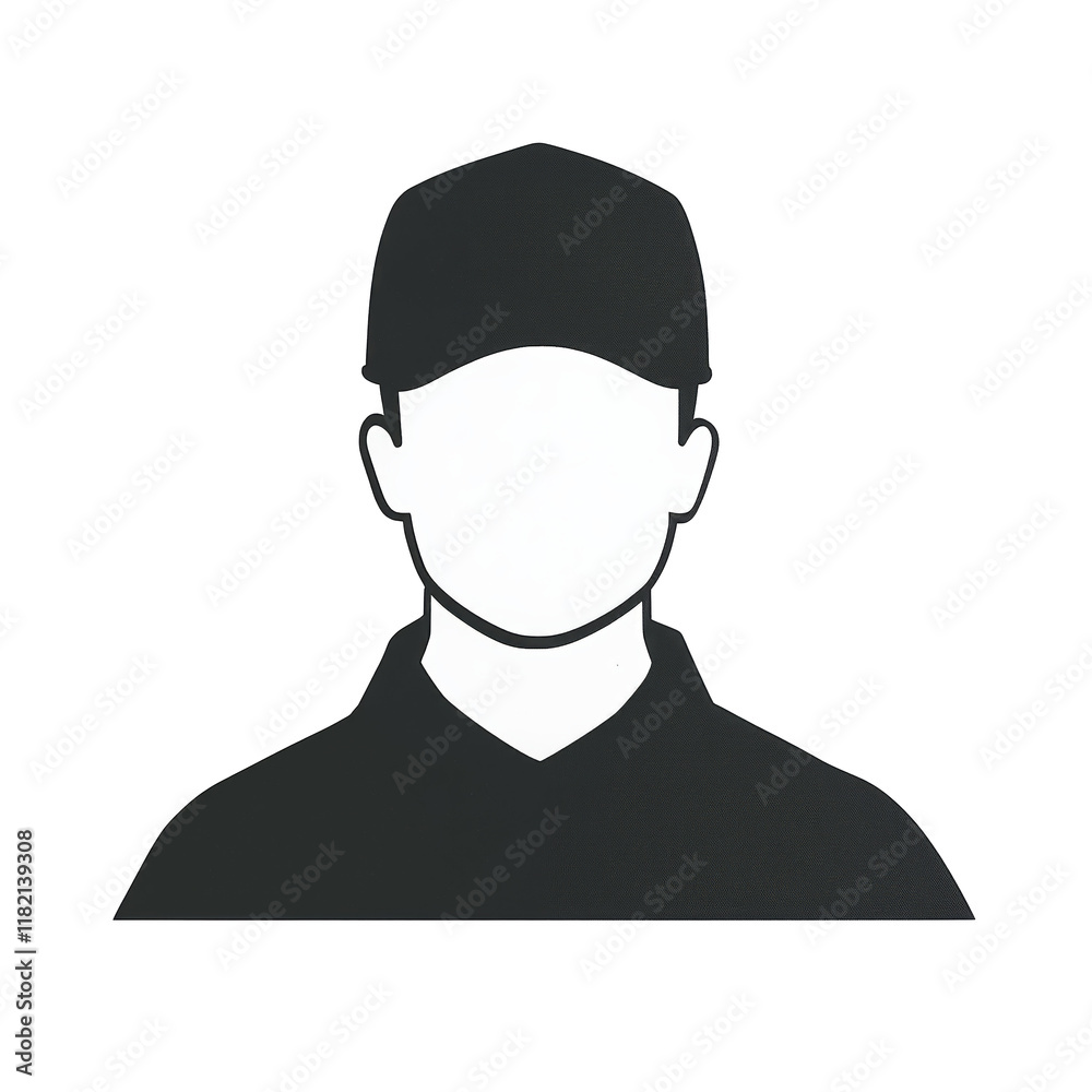 PNG cut out isolated background. A simple black and white silhouette icon of an engineer wearing a cap, designed with clean lines for professional and digital use. PNG cut out isolated background. A simple black and white silhouette icon of an engineer wearing a cap, designed with clean lines for professional and digital use.