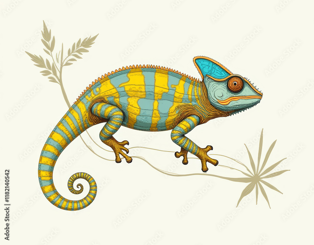 Fototapeta premium chameleon on white background