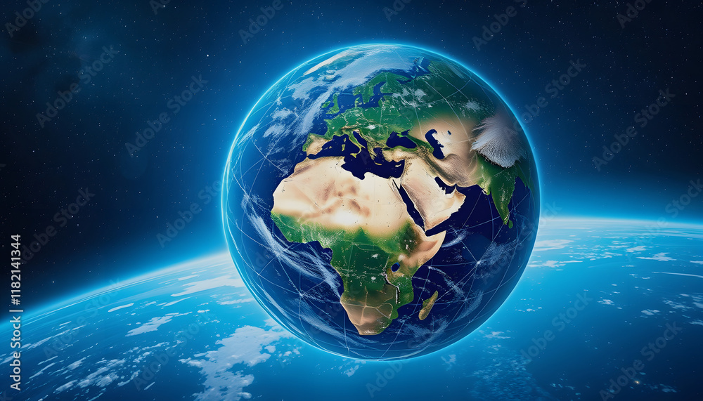 Composite image of digital earth background, magazine photoshoot, with white tones