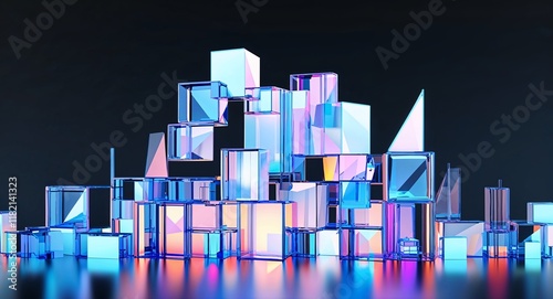 abstract city skyline with reflection