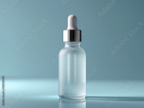 Wallpaper Mural A frosted glass dropper bottle with a silver cap and white pipette, set against a soft blue background, ideal for skincare or cosmetic product presentation.






 Torontodigital.ca