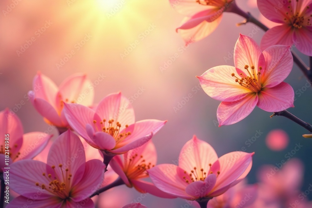Obraz premium Petals of soft pink and yellow dance in the air, petals, delicate