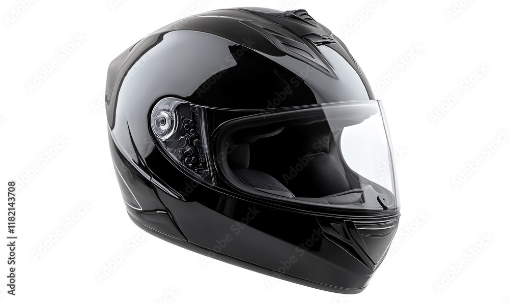 Fototapeta premium A minimalist black protective headgear with a clear face shield
