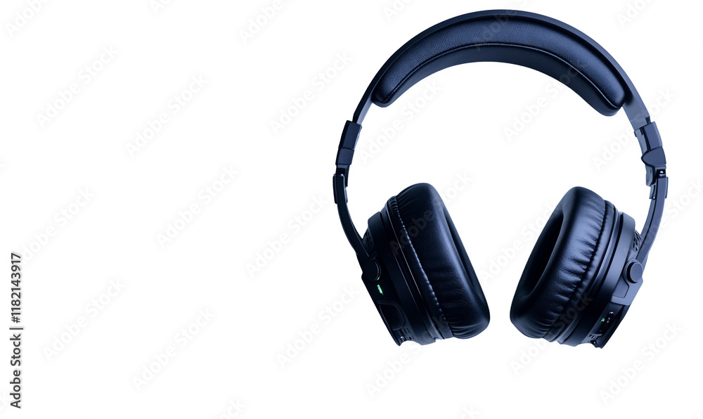 A pair of black audio devices in the dark A pair of black audio devices in the dark