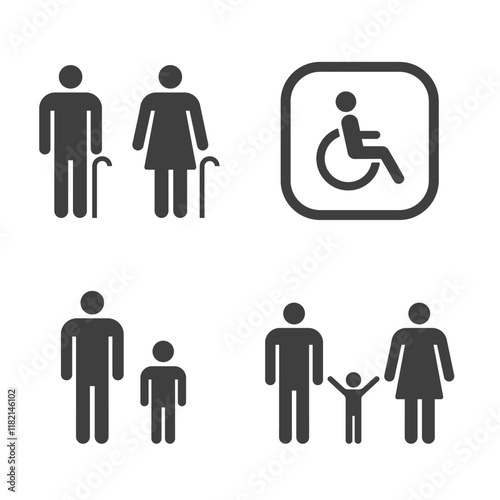 Human symbol set. Vector illustration. White background.
