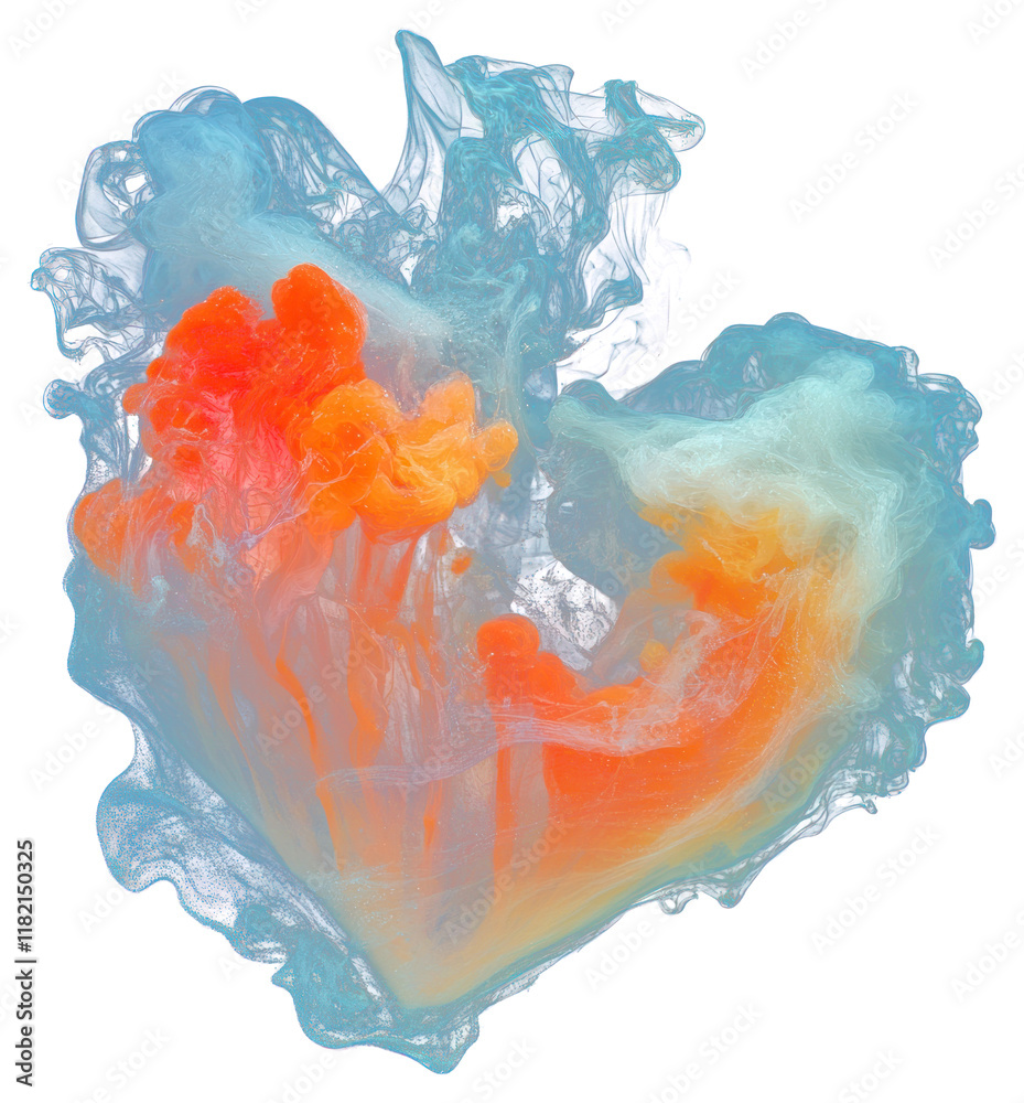 Fototapeta premium PNG Colorful heart shape with smoke abstract colors invertebrate.