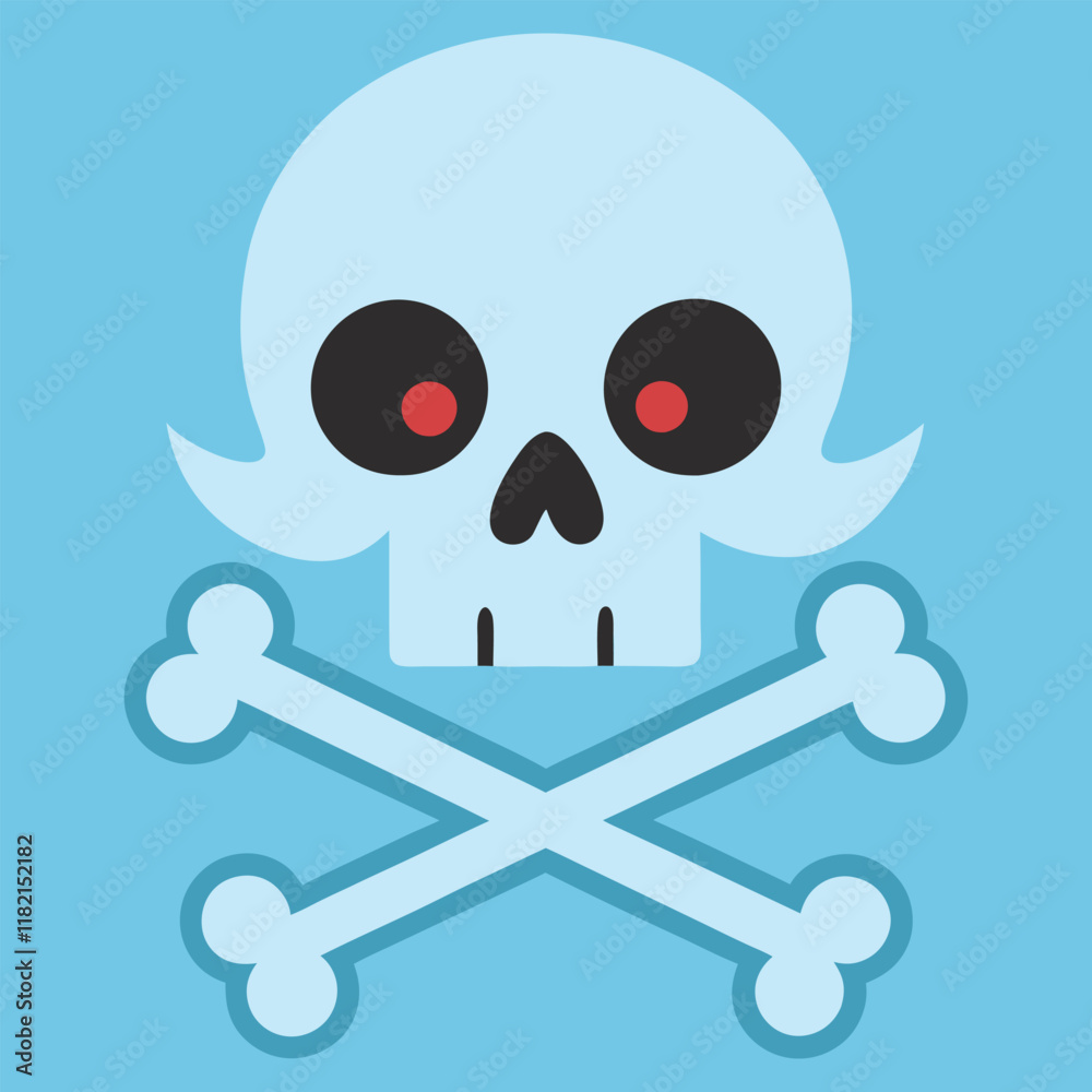 Fototapeta premium Skull Head With Cross Bone Vector Illustration