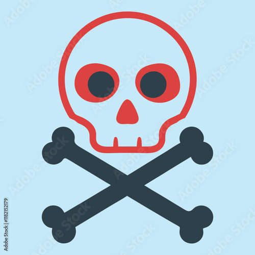 Skull Head With Cross Bone Vector Illustration