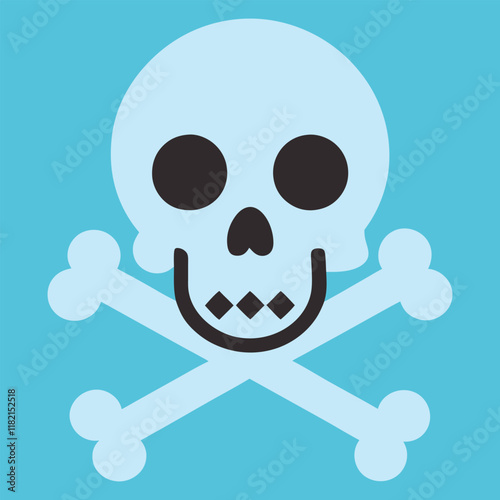 Skull Head With Cross Bone Vector Illustration