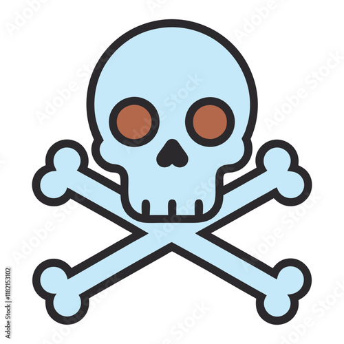 Skull Head With Cross Bone Vector Illustration