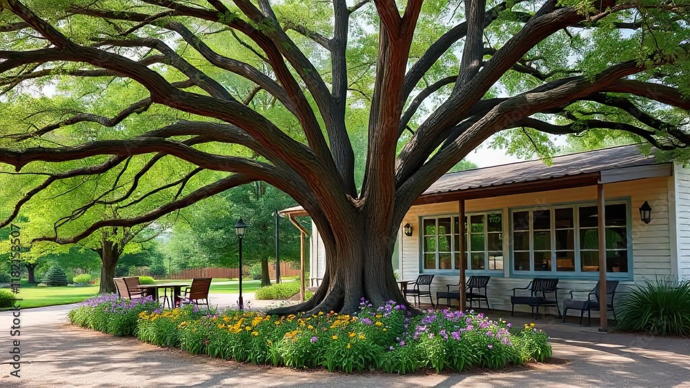 Majestic Live Oak Tree Shades Restaurant Patio