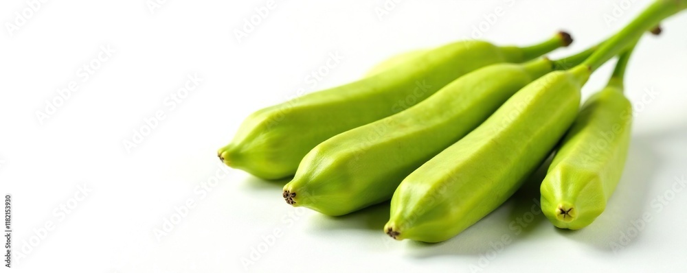 Seeded pods of Mucuna pruriens on white background, medicinal plant, plant life, pod Seeded pods of Mucuna pruriens on white background, medicinal plant, plant life, pod