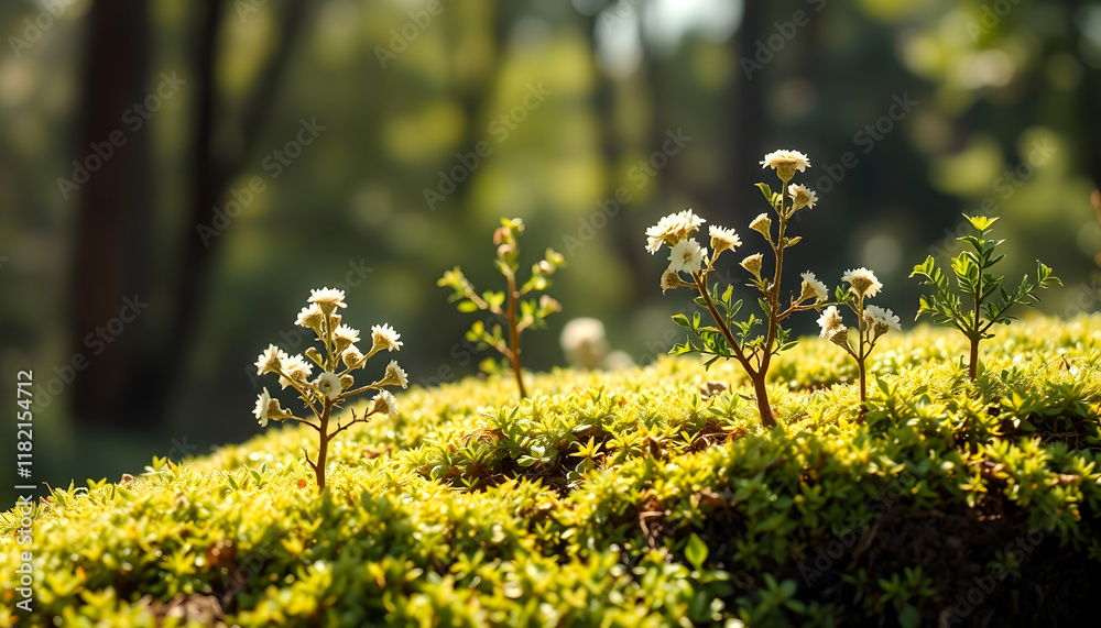 Obraz premium Earth Day blooms with small trees, diverse sizes on lush green canvas, nurturing nature's hope, fostering environmental care, vintage, with white tones