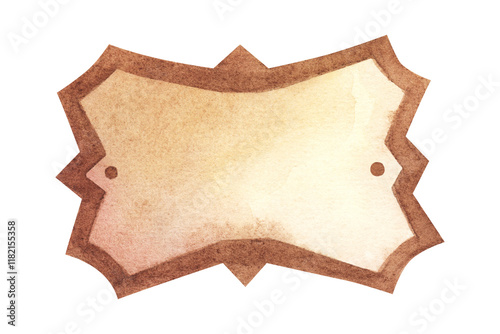 Watercolor hand drawn vintage label banner. For design, logos, cards, etc. Isolated on white background