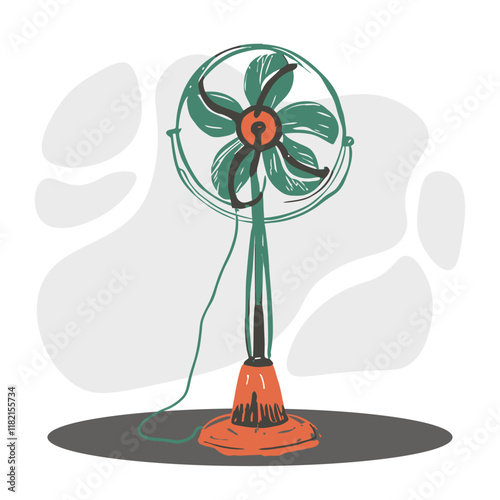 electric fan illustration in drawing style