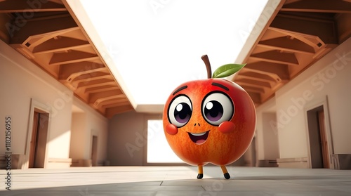 playful animated apple character with personality on an original background for product branding photo