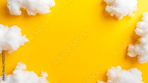 White clouds arranged around a yellow background photo